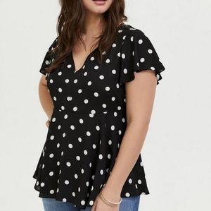 Torrid Babydoll Georgette Flutter Sleeve Blouse